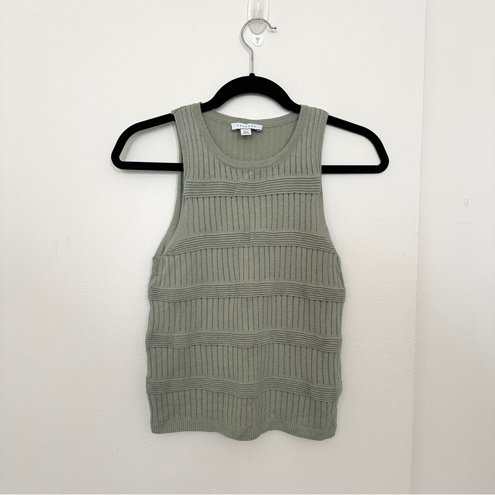 Topshop Green Textured Tank Top